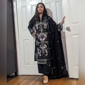 Black and Purple Embroidered Dress